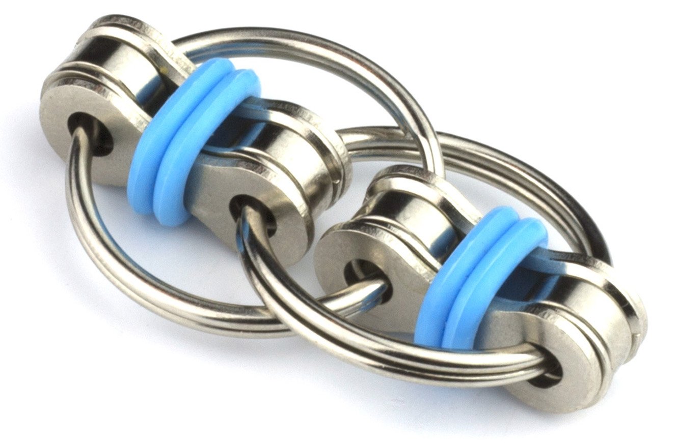Tom's Fidgets Original Flippy Chain Fidget – Silent, Durable Bike Chain Fidget (Double Blue)