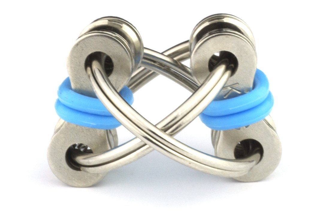 Tom's Fidgets Original Flippy Chain Fidget – Silent, Durable Bike Chain Fidget (Double Blue)