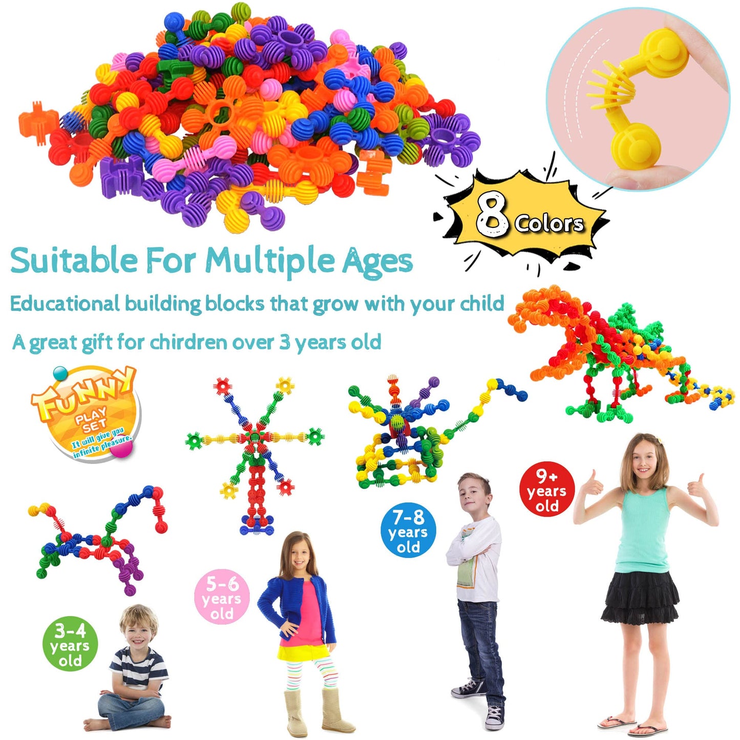 TomYou Kids Building Blocks STEM Toys – 120-Piece Plastic Gear Interlocking Set (Ages 3+)