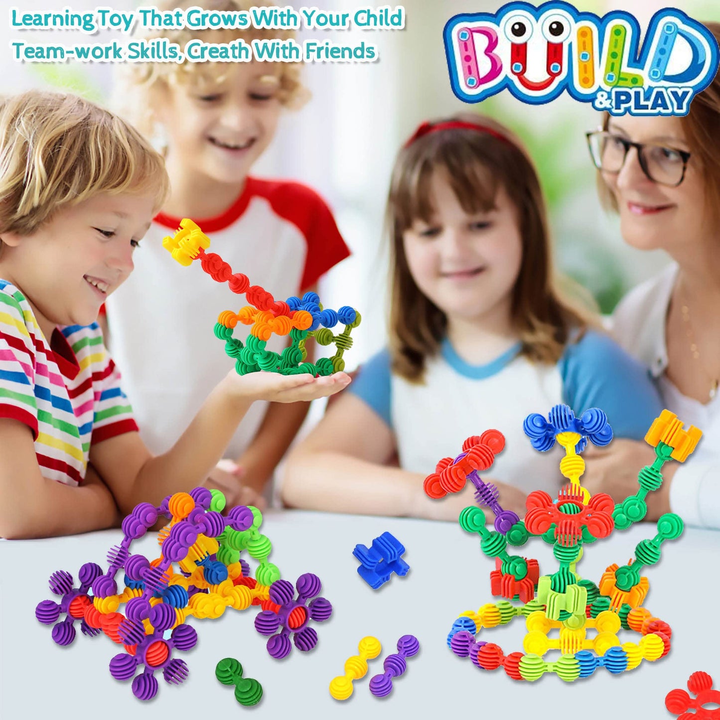 TomYou Kids Building Blocks STEM Toys – 120-Piece Plastic Gear Interlocking Set (Ages 3+)