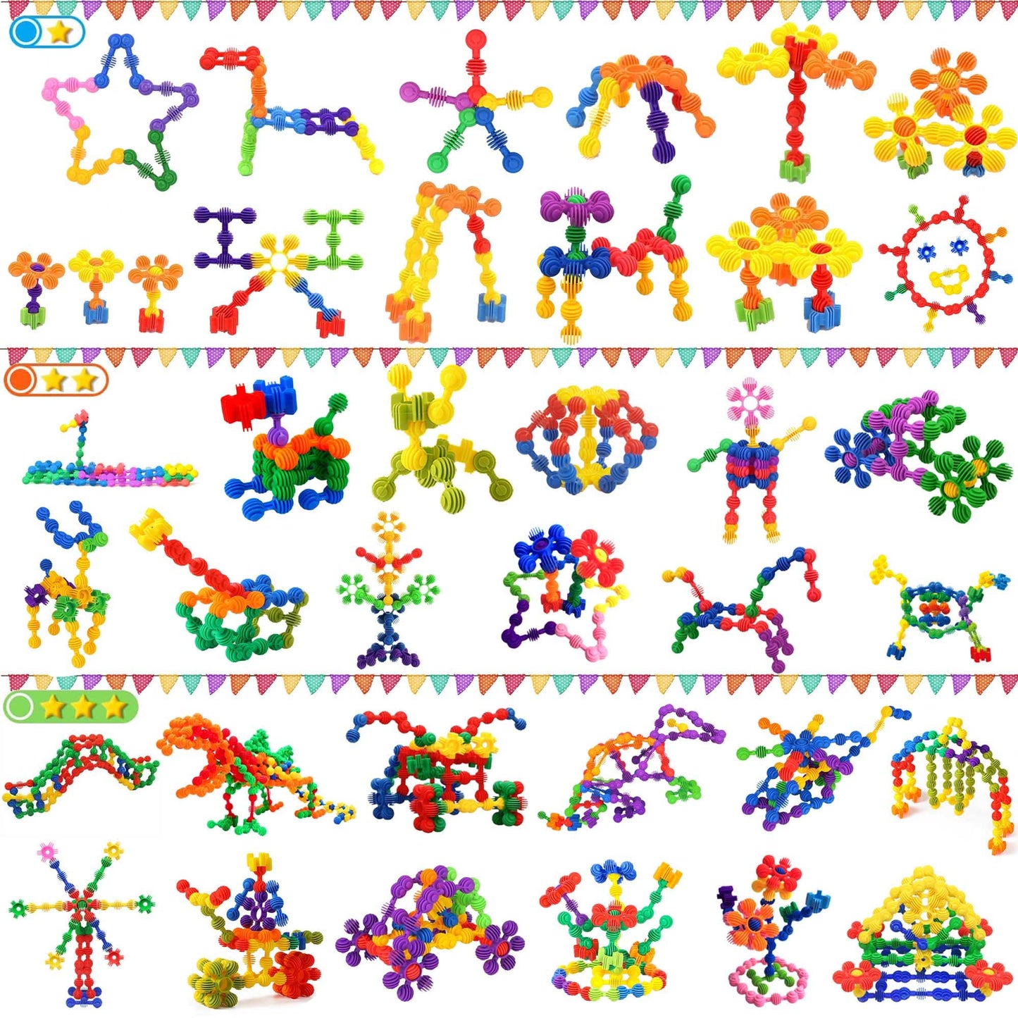 TomYou Kids Building Blocks STEM Toys – 120-Piece Plastic Gear Interlocking Set (Ages 3+)