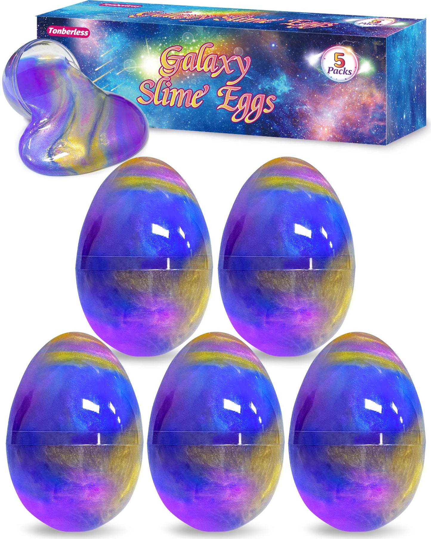 Tonberless 5 Pack Slime Filled Eggs Toys – Easter Egg Fillers for Teens & Kids