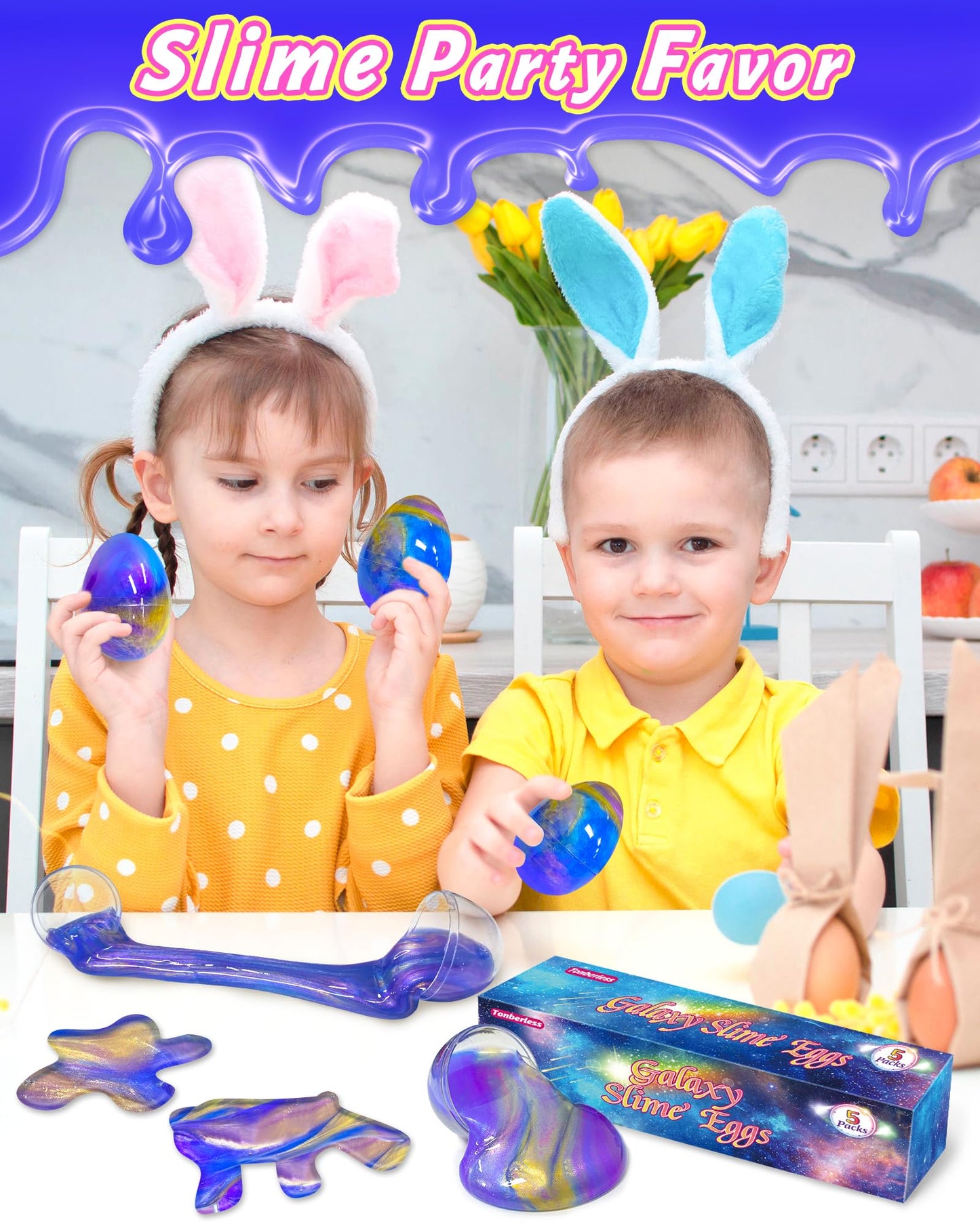 Tonberless 5 Pack Slime Filled Eggs Toys – Easter Egg Fillers for Teens & Kids