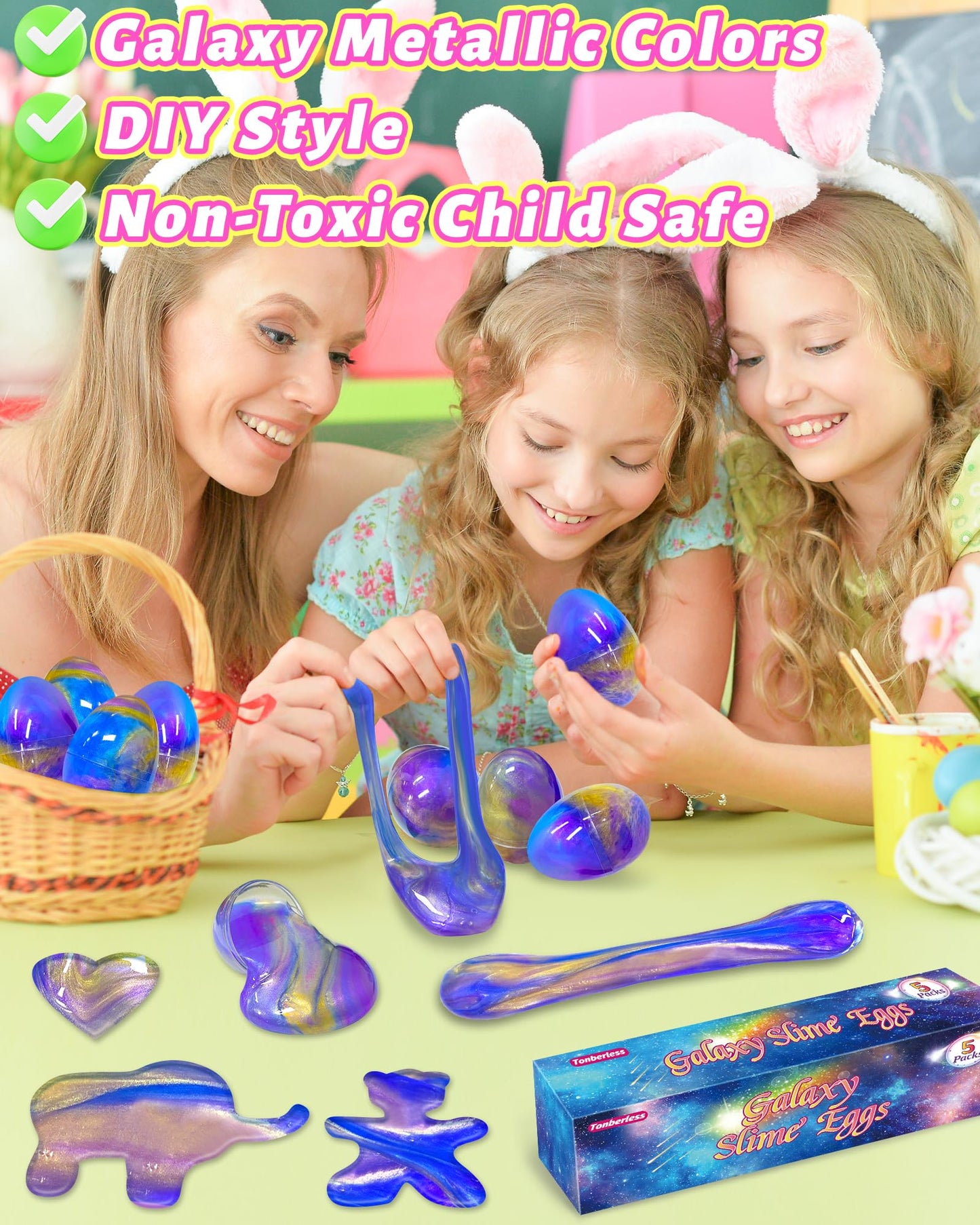 Tonberless 5 Pack Slime Filled Eggs Toys – Easter Egg Fillers for Teens & Kids