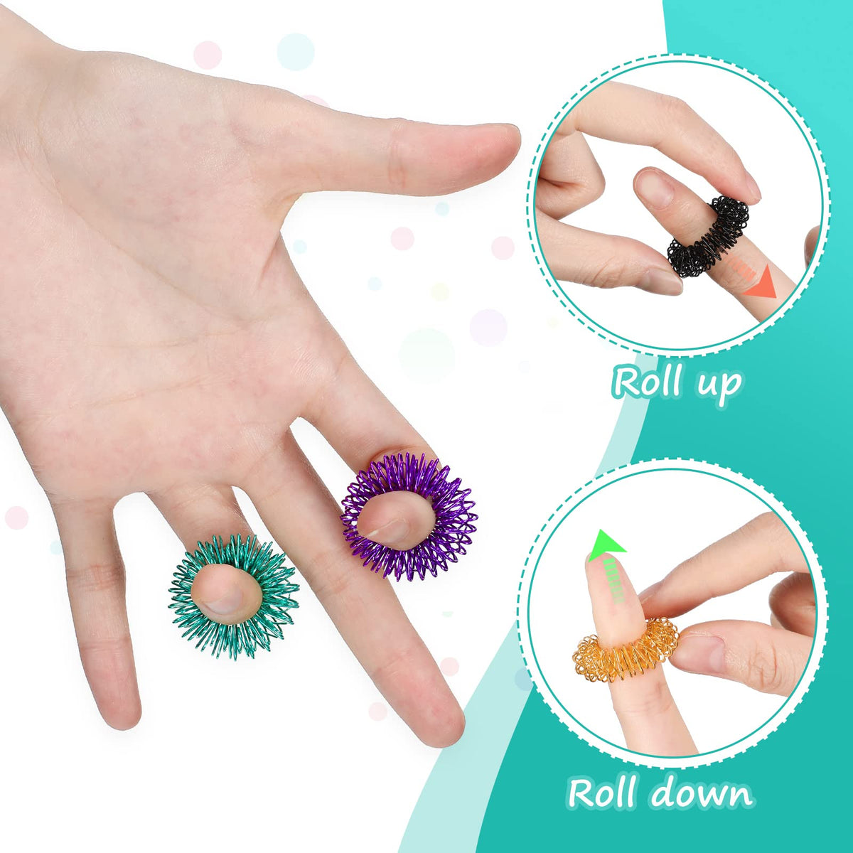 Tondiamo 100 Pack Spiky Sensory Ring Set | Fidget Acupressure Rings for Anxiety