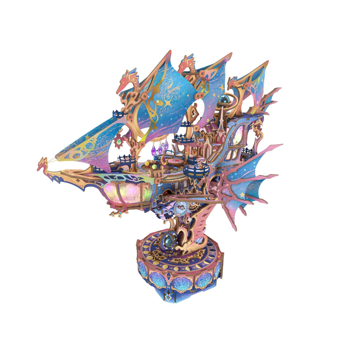Tonecheer 3D Wooden Airship Model Kit — DIY Transmission, Moving Wings & Music