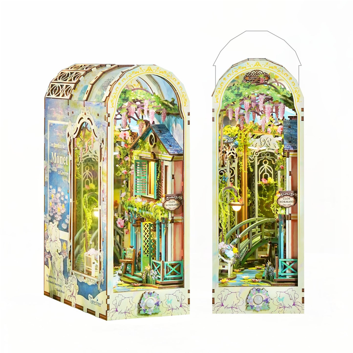 Tonecheer DIY Book Nook Kit for Adults – Giverny Garden 3D Wooden Dollhouse with LED Lights