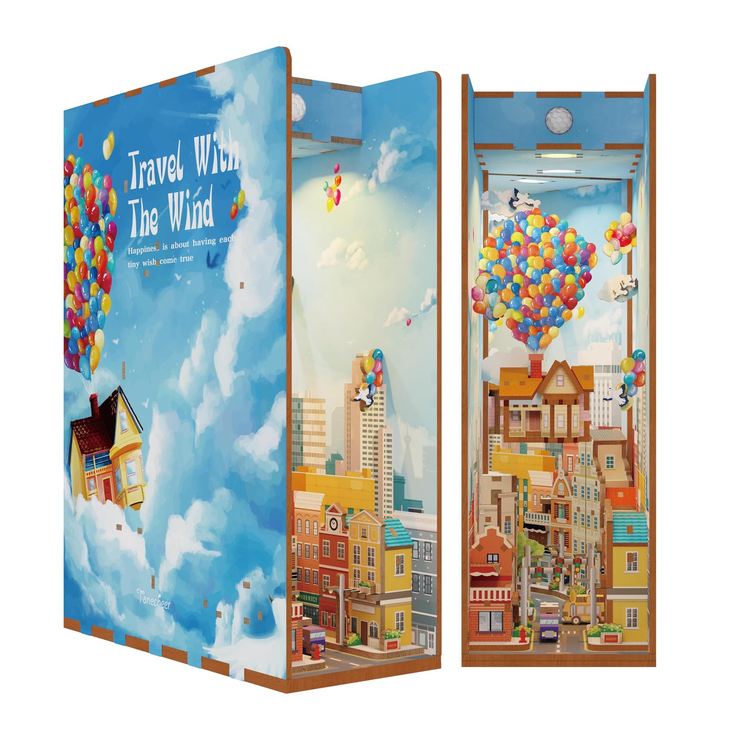 Tonecheer DIY Book Nook Kit for Adults – 3D Puzzle with Auto Sensor LED Light