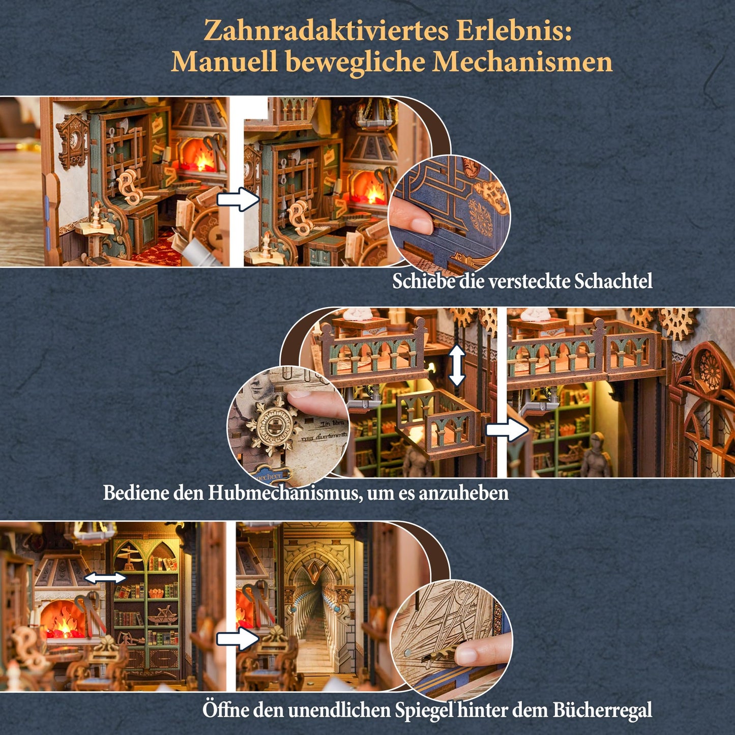 Tonecheer DIY Book Nook Kit – Leonardo da Vinci Edition | 3D Wooden Miniature House with LED Lights