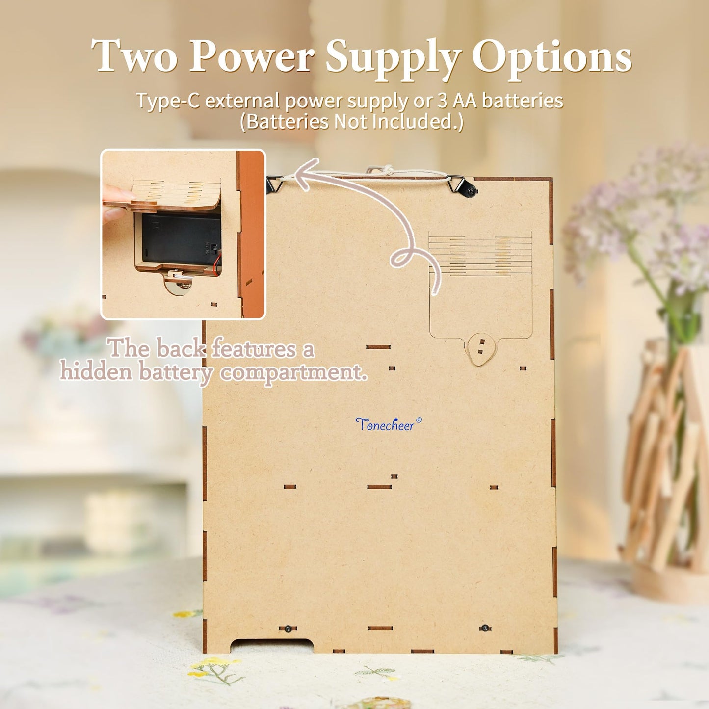 Tonecheer DIY Miniature House Kit – Blossom Time Book Nook with LED, Dust Cover, Wall Mount