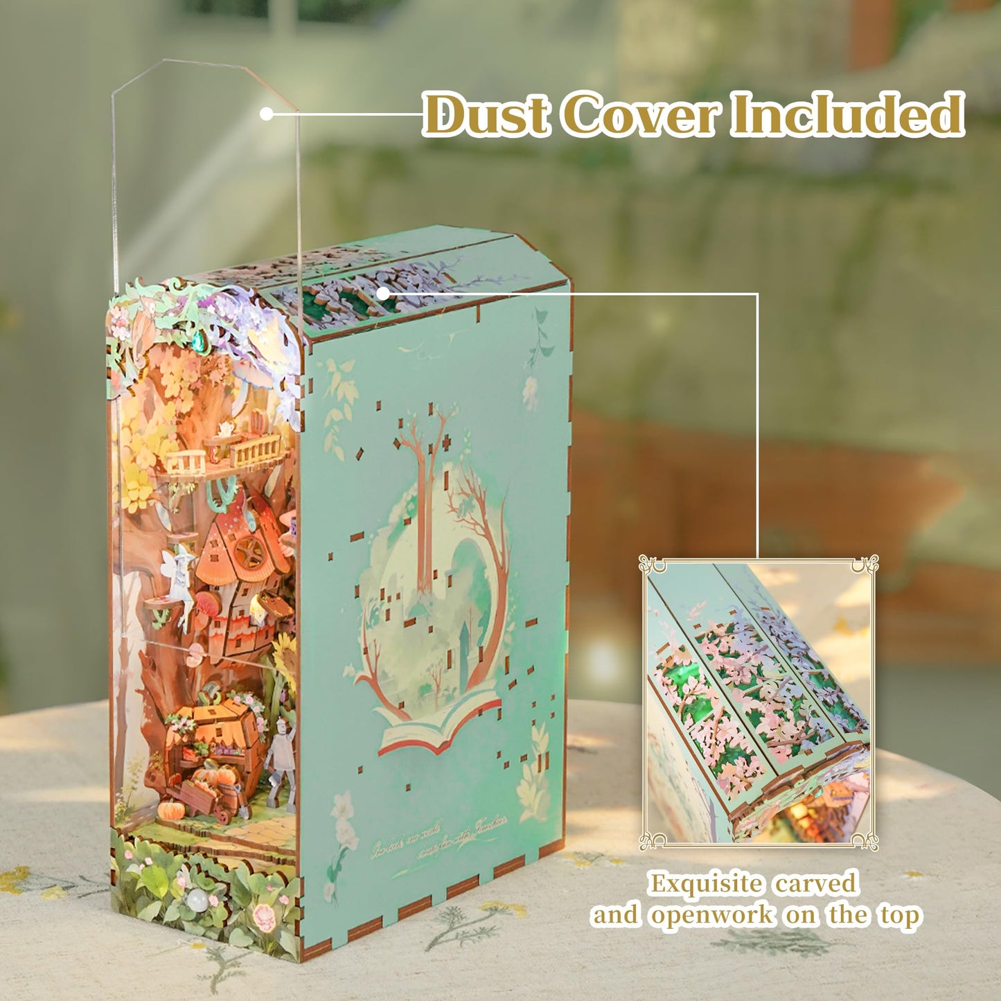 Tonecheer Dorothy's Journey DIY Book Nook Kit – 3D Wooden Fairy Tale Bookend with LEDs
