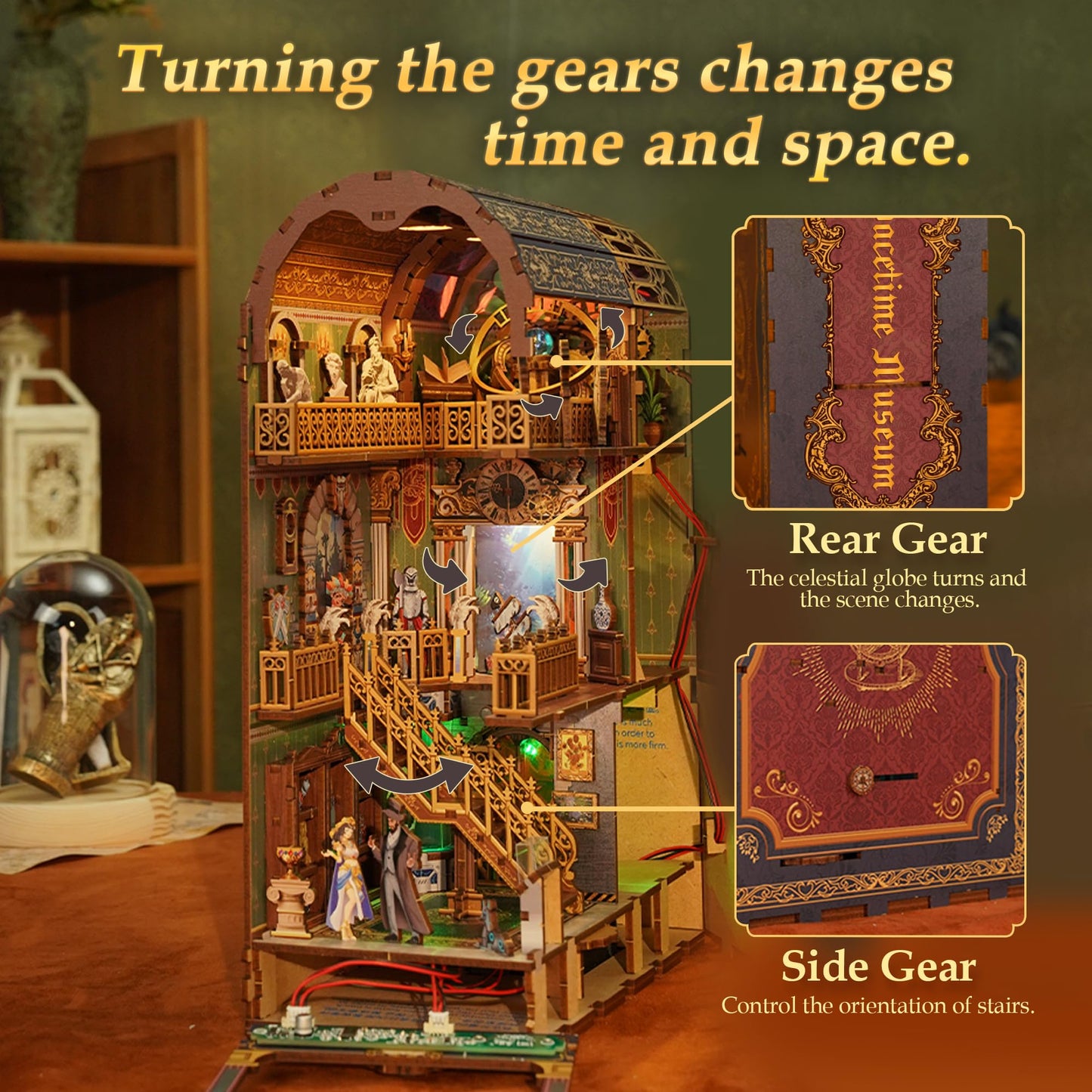 Tonecheer Spacetime Museum Book Nook Kit — 3D Wooden Puzzle with LED Lights