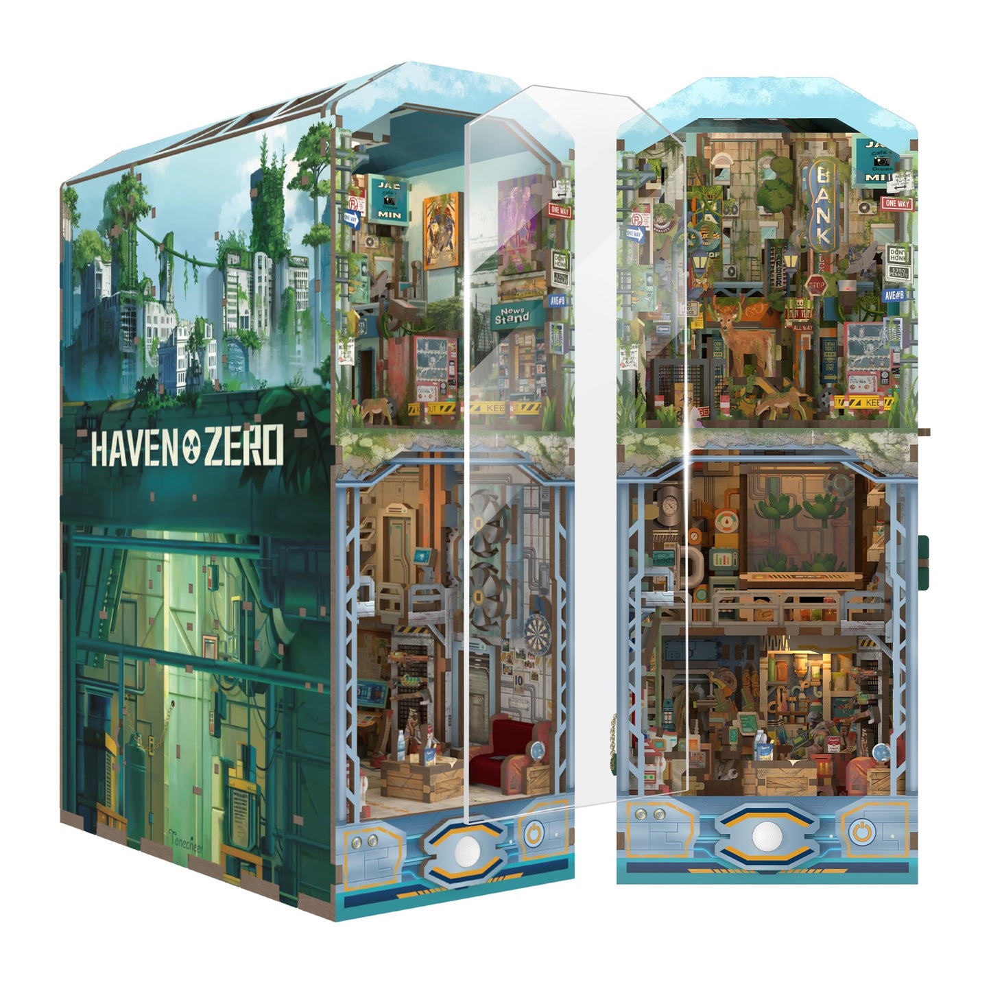Tonecheer Haven Zero DIY Book Nook Kit – 3D Puzzle Bookend with LED