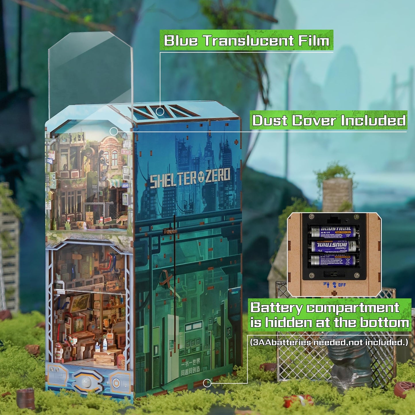 Tonecheer Haven Zero DIY Book Nook Kit – 3D Puzzle Bookend with LED