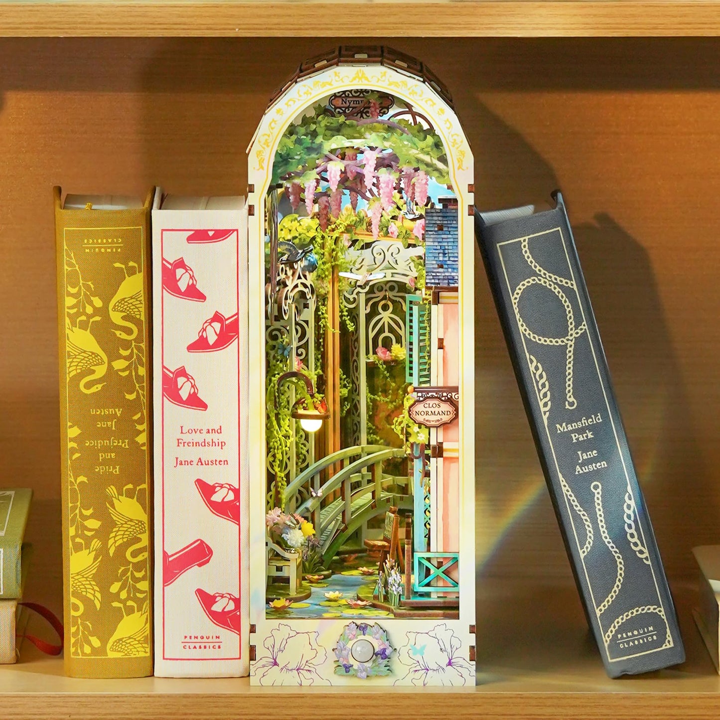 Tonecheer DIY Book Nook Kit for Adults – Giverny Garden 3D Wooden Dollhouse with LED Lights