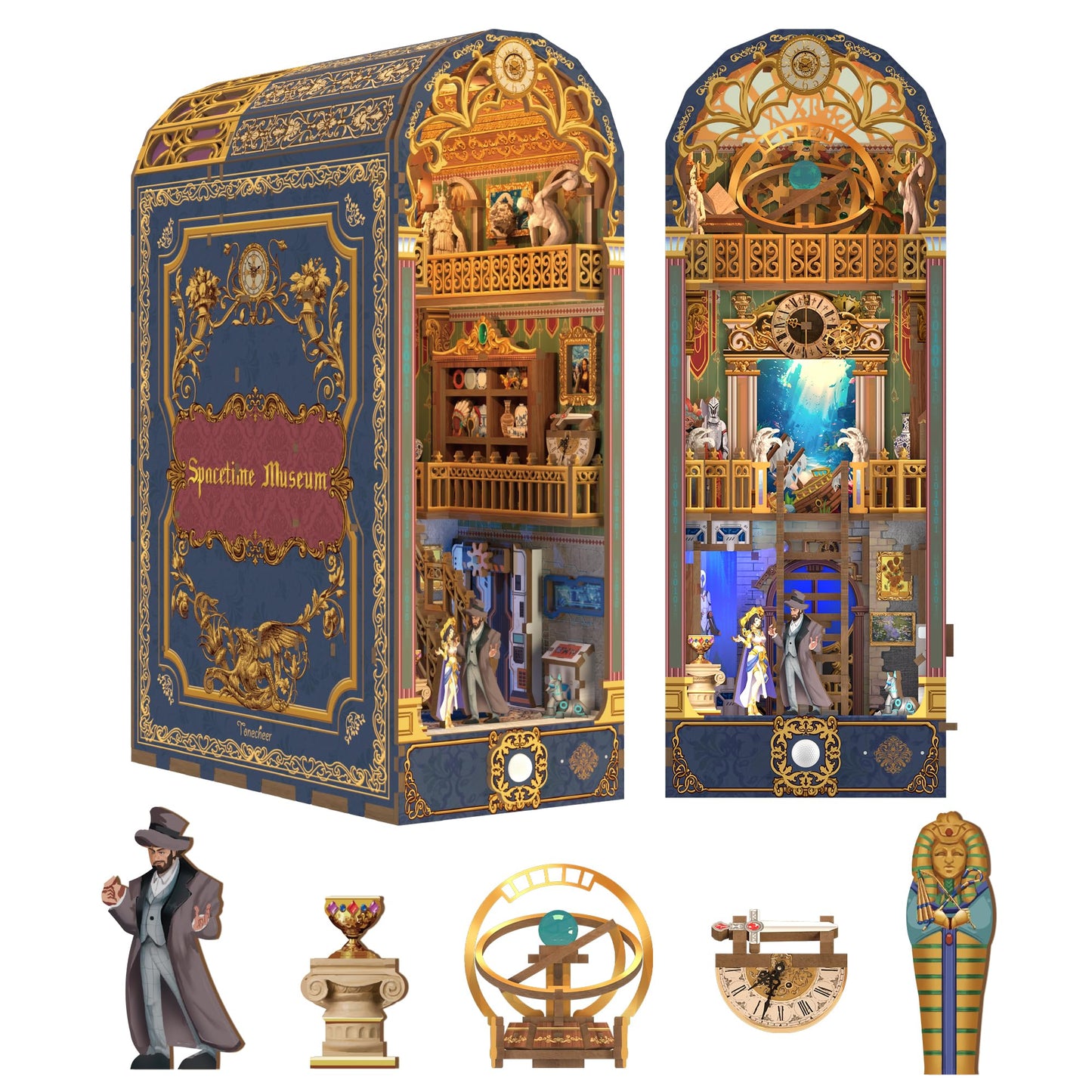 Tonecheer Spacetime Museum Book Nook Kit — 3D Wooden Puzzle with LED Lights
