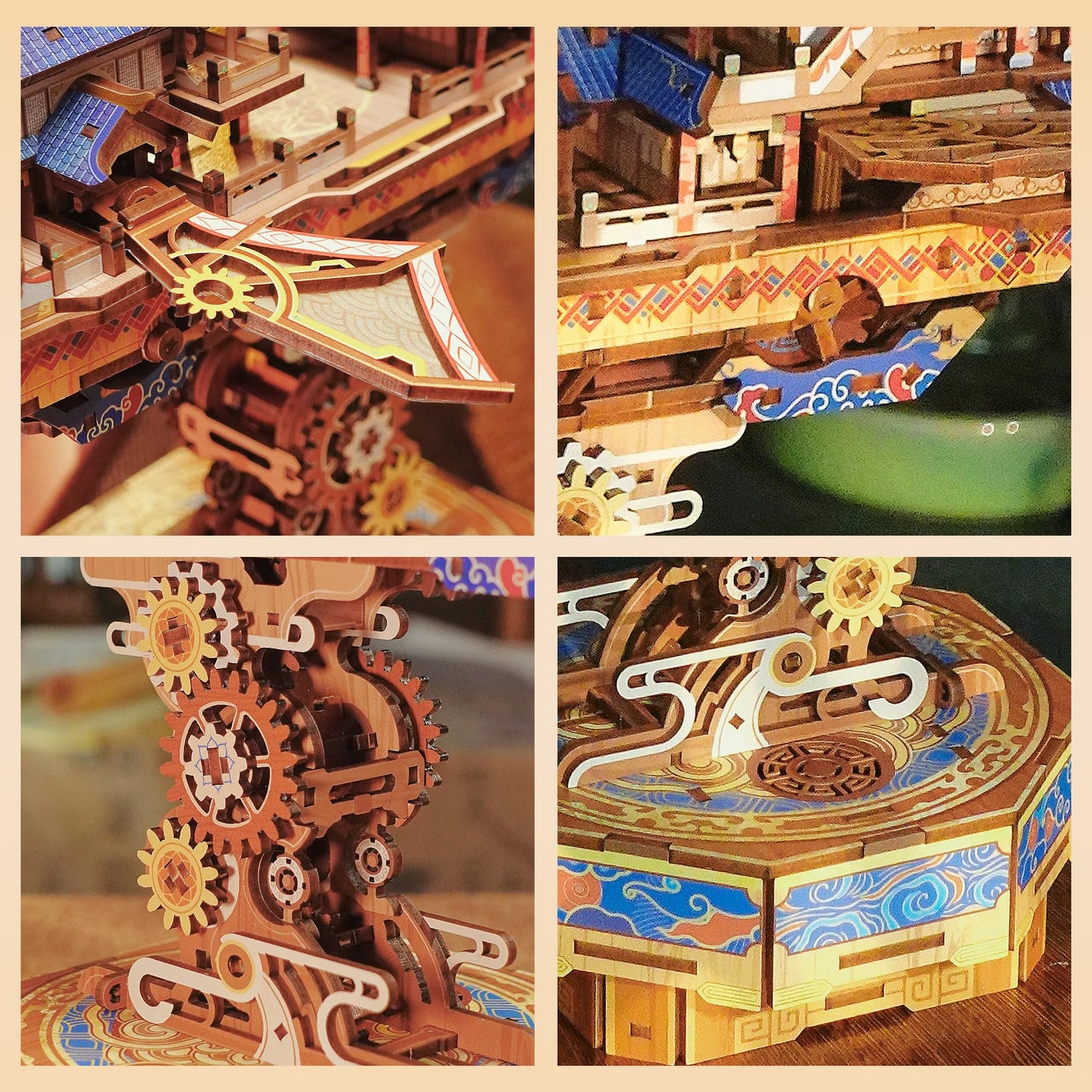 Tonecheer 3D Wooden Puzzle for Adults – Wind Voyager Airship Kit with Music, DIY Japanese Ship Model