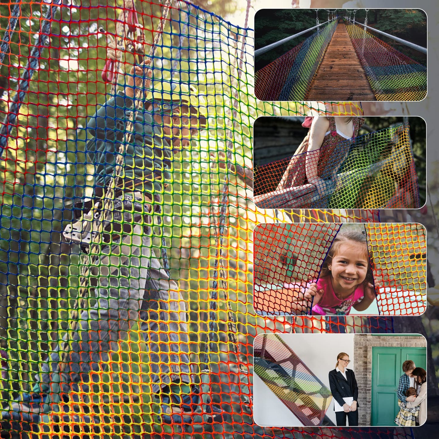 Tongmo Climbing Cargo Net — 6.5' x 9.8' Double-Layer Playground Safety Net with Storage Bag & Carabiners