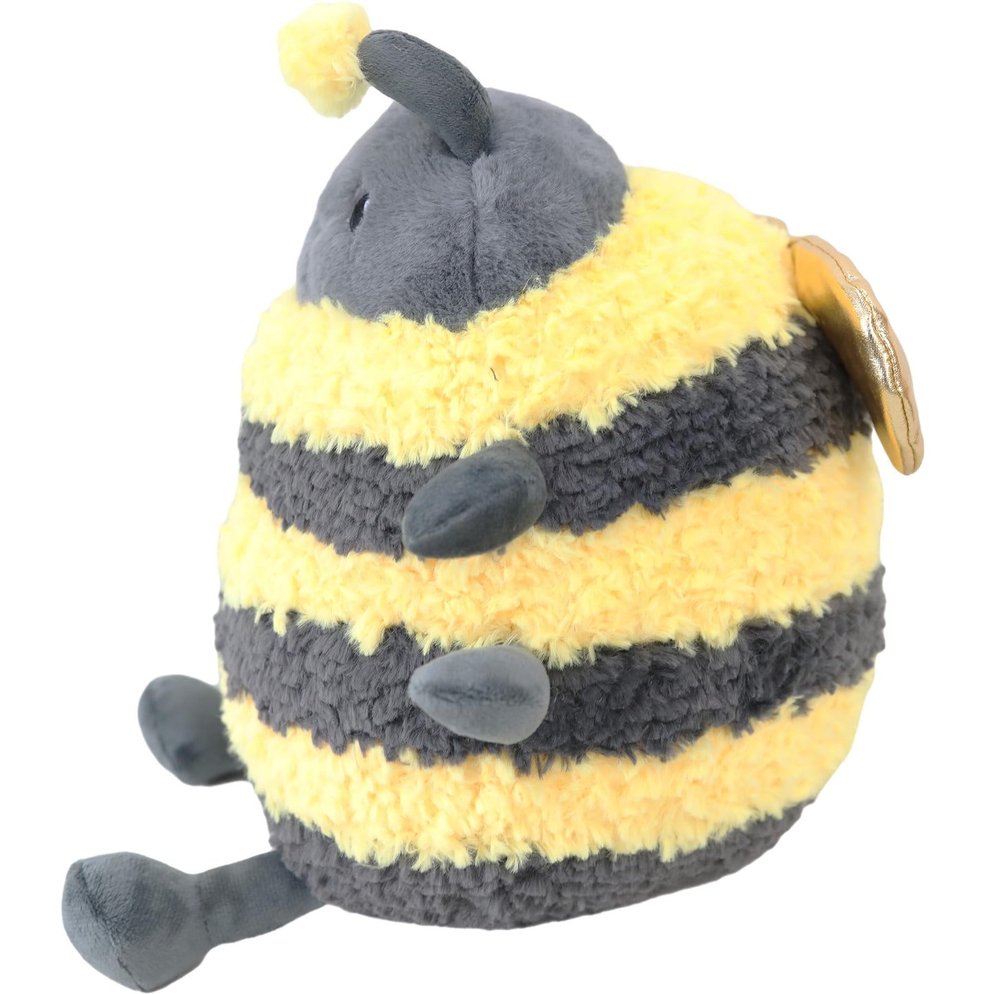 TONGSONG 12-Inch Fuzzy Bumblebee Plush Pillow with Golden Wings