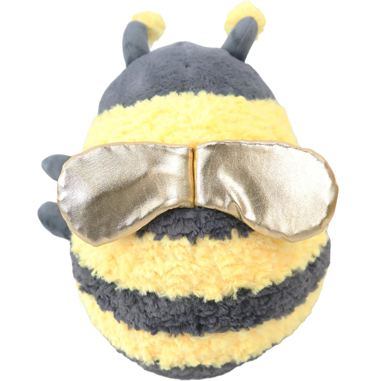 TONGSONG 12-Inch Fuzzy Bumblebee Plush Pillow with Golden Wings