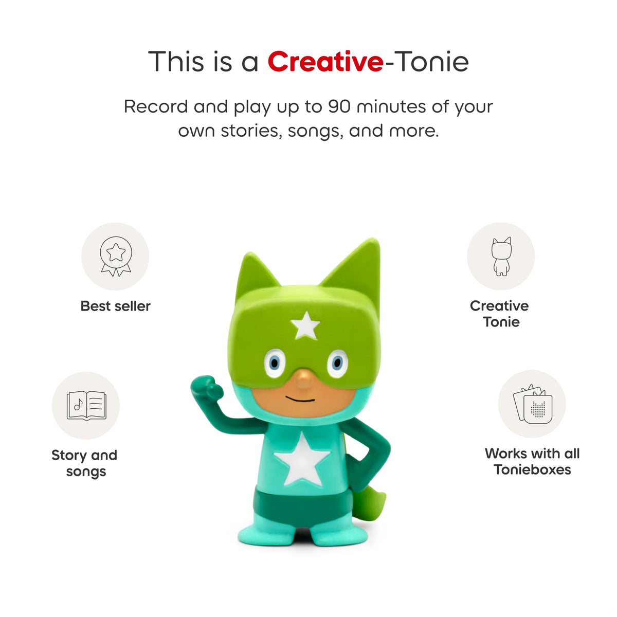 Tonies Superhero Creative Tonie – Record & Upload 90 Minutes of Your Own Stories (Turquoise/Green)