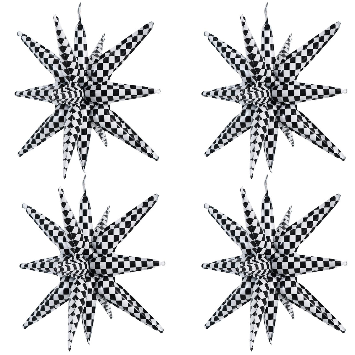 TONIFUL 22-Inch 4D Explosion Star Mylar Balloons – 4 Pack for Racing Theme Party Decor