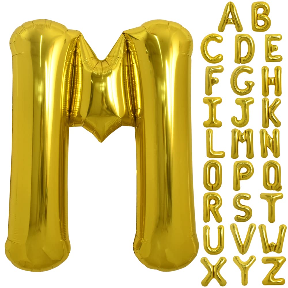 TONIFUL 40 Inch Gold Letter M Balloon - Foil Mylar Party Decor