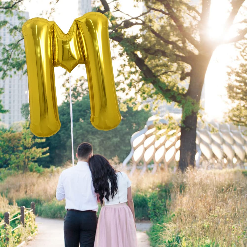 TONIFUL 40 Inch Gold Letter M Balloon - Foil Mylar Party Decor