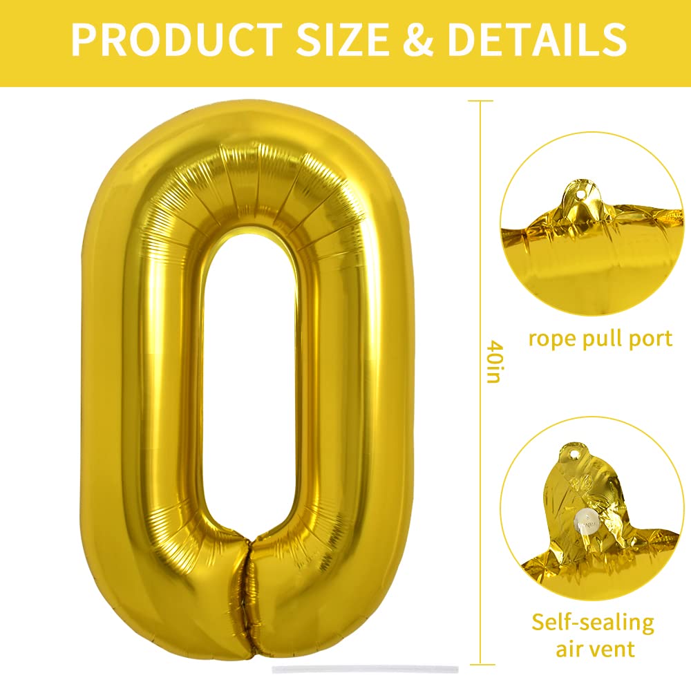 TONIFUL 40-Inch Gold Letter O Balloon – Large Foil Mylar Party Decor for Birthday & Anniversary