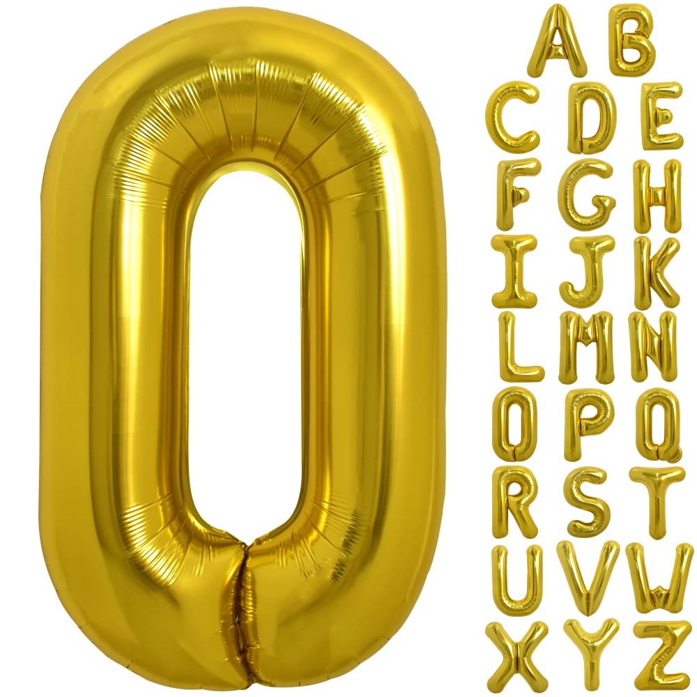 TONIFUL 40-Inch Gold Letter O Balloon – Large Foil Mylar Party Decor for Birthday & Anniversary
