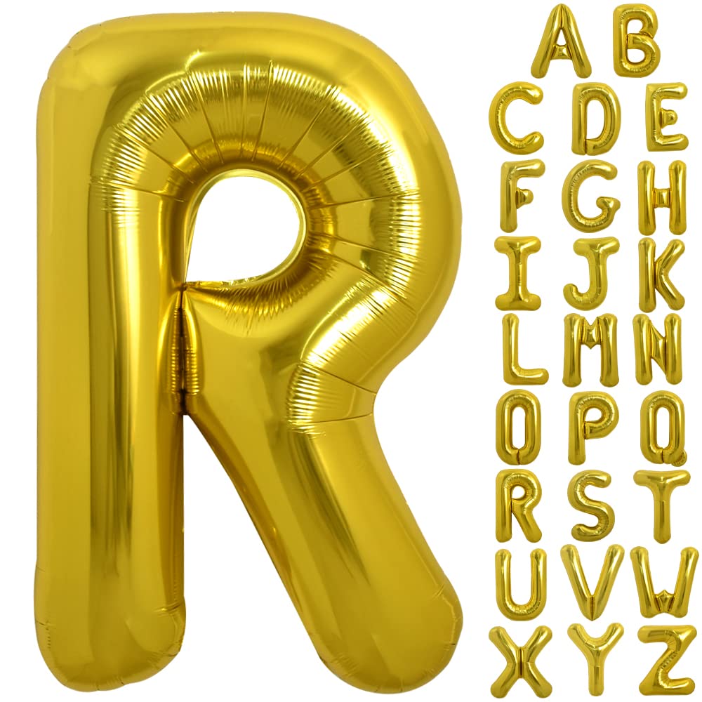 TONIFUL 40 Inch Gold Letter R Balloon – Foil Mylar Big Balloon for Birthday, Wedding & More