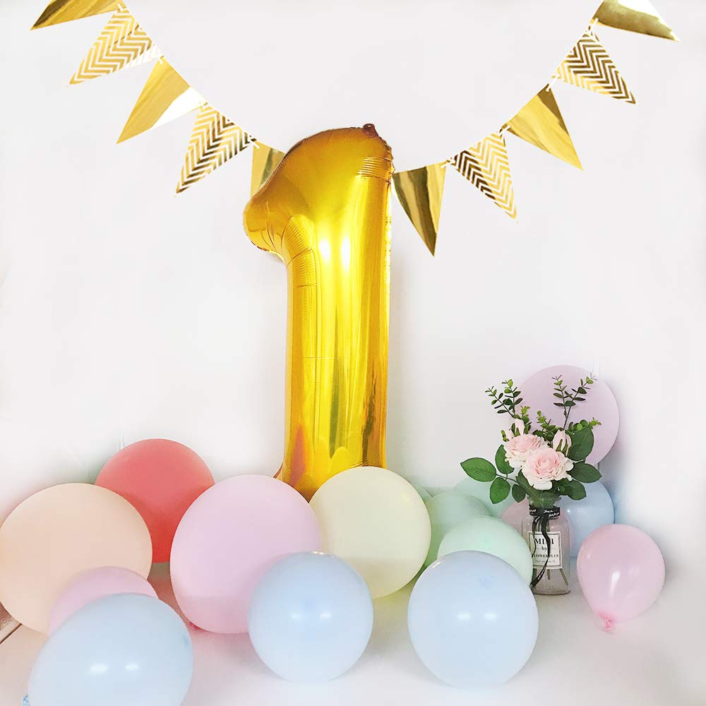 TONIFUL 40-Inch Gold Number Balloon 0-9 | Large Foil Mylar Party Decor