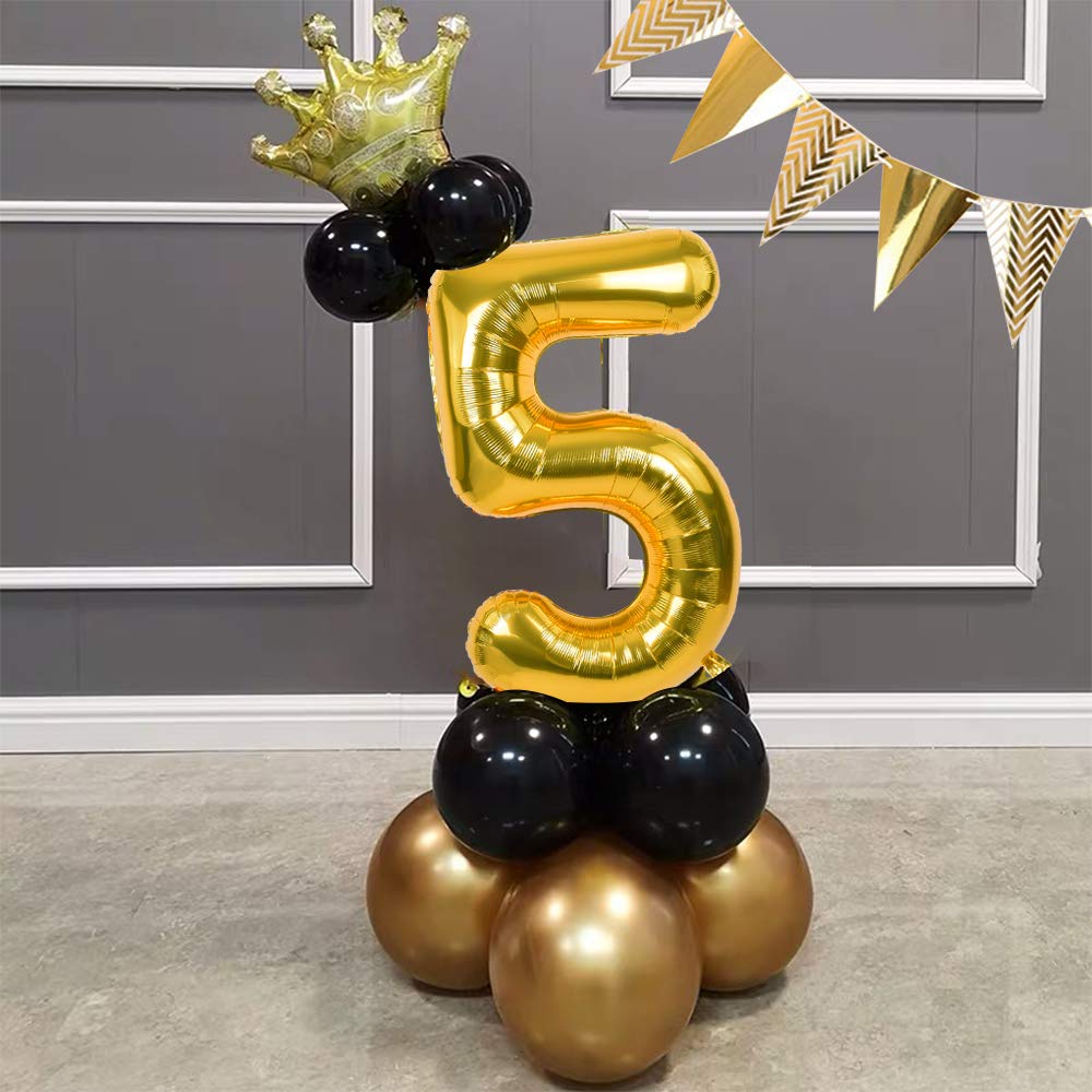 TONIFUL 40-Inch Gold Number Balloon 0-9 | Large Foil Mylar Party Decor