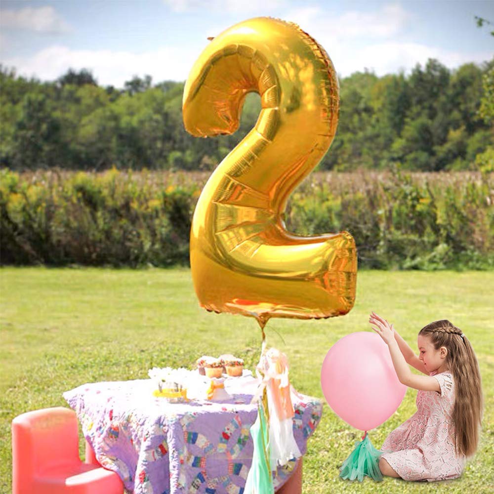 TONIFUL 40-Inch Gold Number Balloon 0-9 | Large Foil Mylar Party Decor