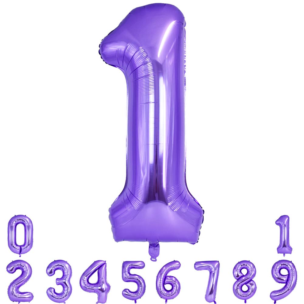 TONIFUL 40-Inch Purple Number Balloon 0-9 – Large Foil Mylar Party Decor