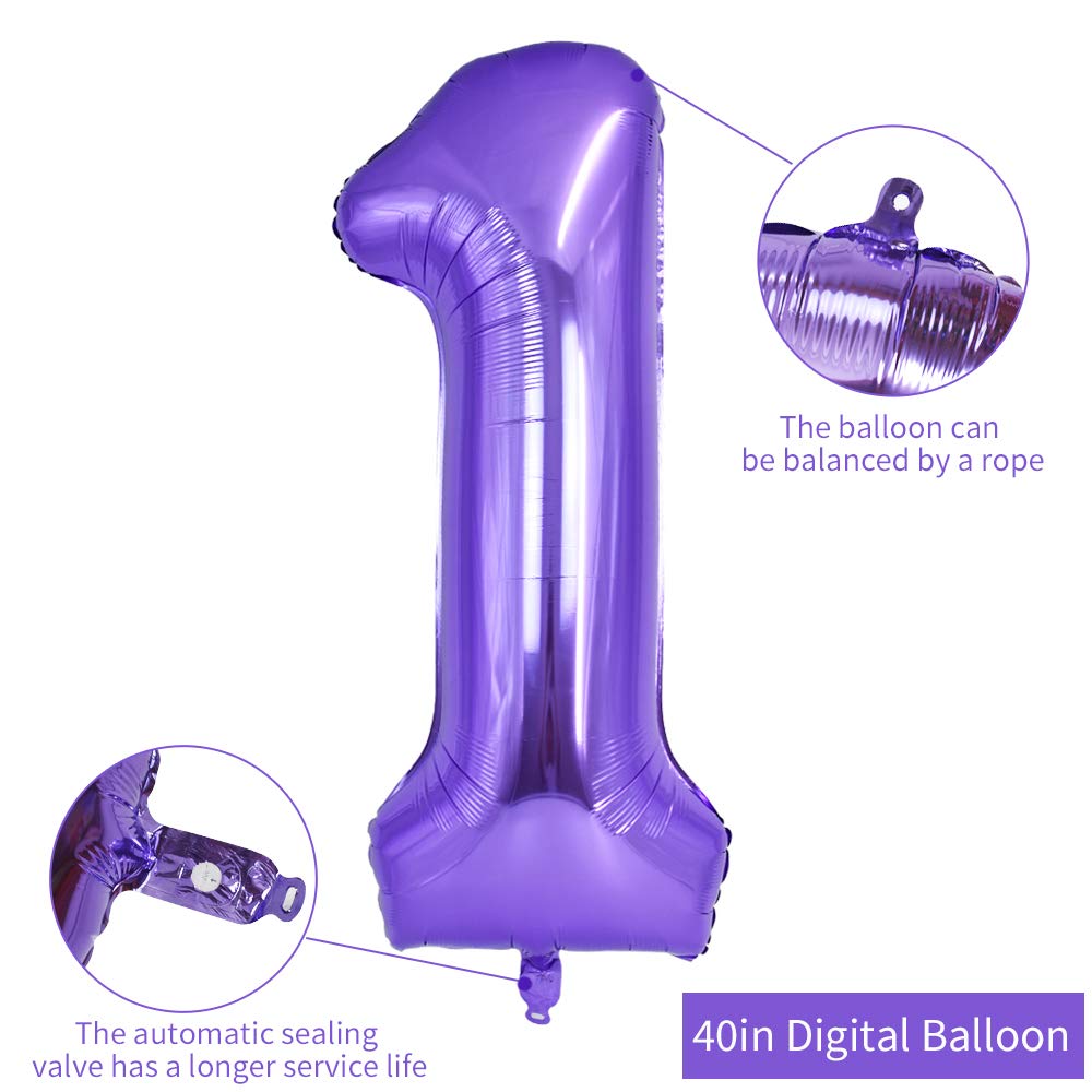 TONIFUL 40-Inch Purple Number Balloon 0-9 – Large Foil Mylar Party Decor