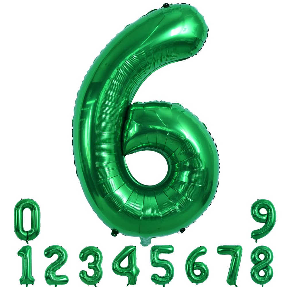 TONIFUL 40-Inch Dark Green Number 6 Balloon – Foil Mylar Big Digit for Birthdays, Weddings, and Photos