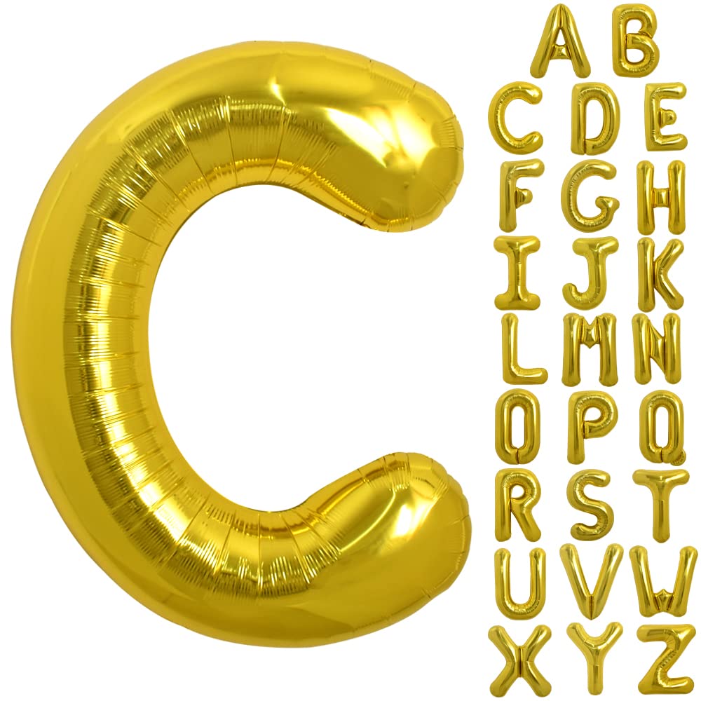 TONIFUL 40 Inch Gold Letter C Balloon – Foil Mylar Party Decor