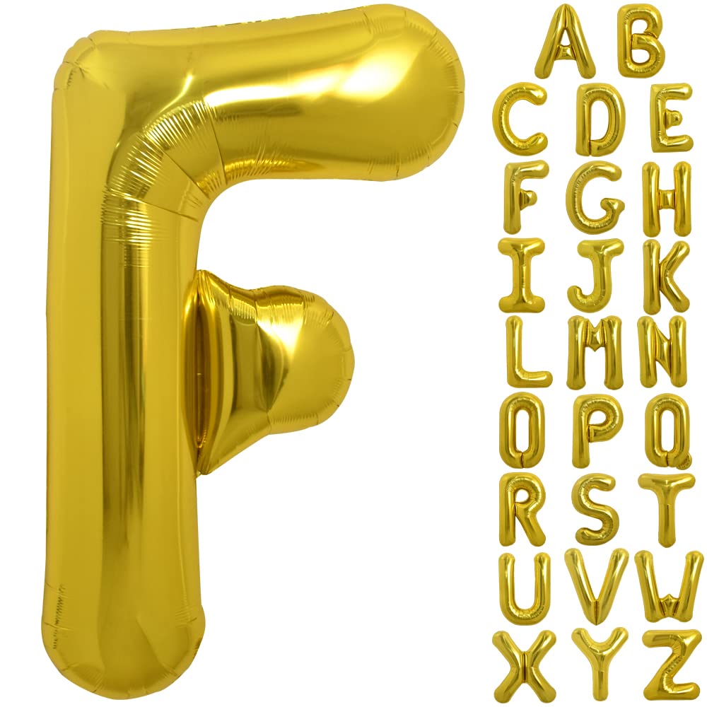 TONIFUL 40-Inch Gold Letter F Balloon | Helium & Air Fill Foil Mylar Party Decor