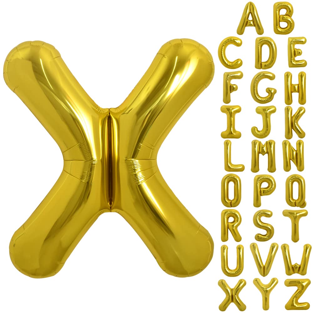 TONIFUL 40 Inch Gold Letter X Balloon – Large Foil Mylar Helium or Air-Filled Party Decor