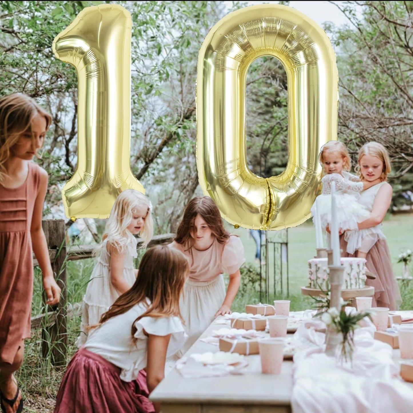 TONIFUL 40-Inch Light Gold Number Balloon 0 – Foil Mylar Big Digit for Parties
