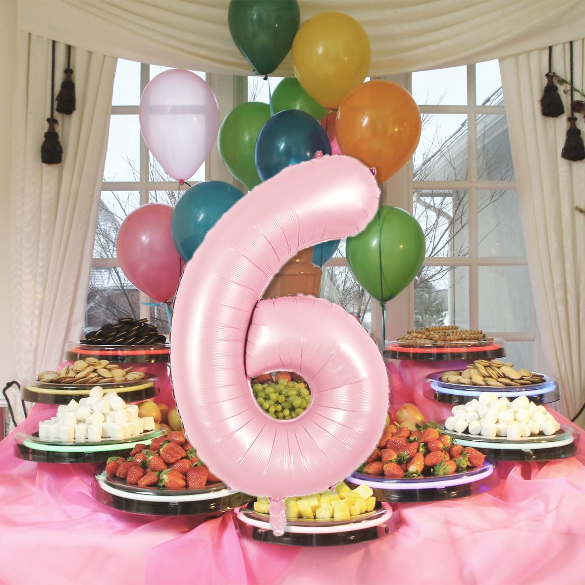 TONIFUL 40 Inch Pastel Pink Number 6 Balloon – Large Foil Digit Balloon for Birthdays and Weddings