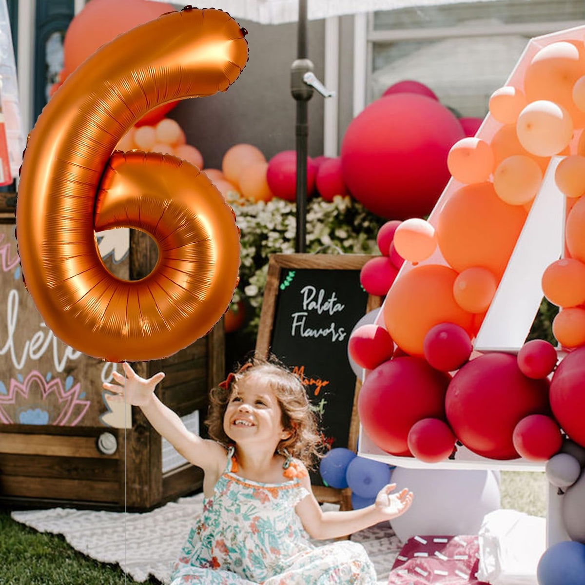 TONIFUL 40-Inch Orange Numeric Foil Balloon 0-9 – Large Number Balloon for Birthdays, Weddings, and Celebrations