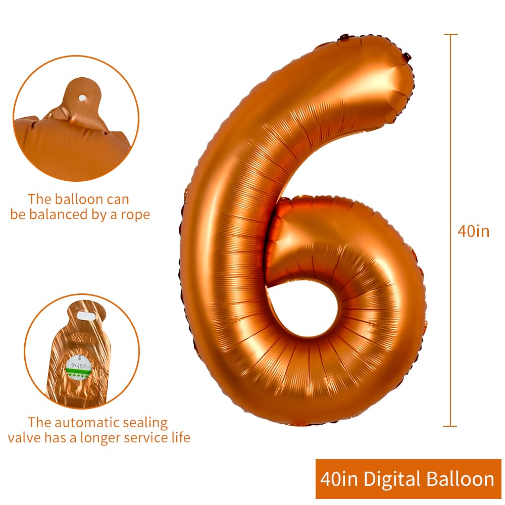 TONIFUL 40-Inch Orange Numeric Foil Balloon 0-9 – Large Number Balloon for Birthdays, Weddings, and Celebrations