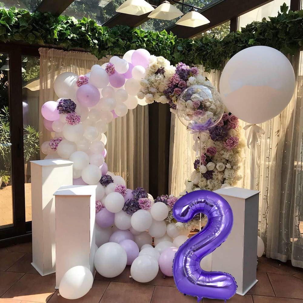TONIFUL 40 Inch Purple Large Number Balloon 0-9 – Foil Mylar Numeral Balloon for Parties