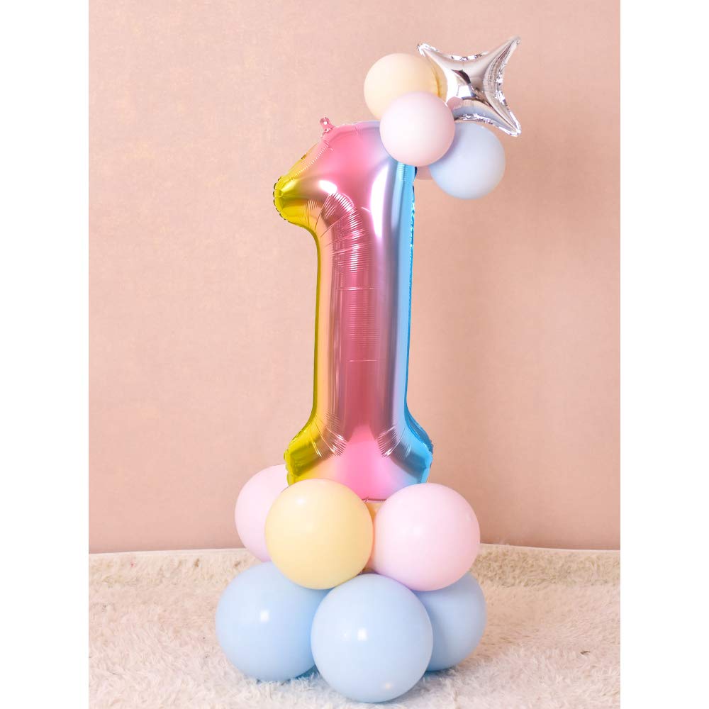 TONIFUL 40 Inch Rainbow Number Balloon 6 – Large Foil Mylar Balloon for Birthday & Event Decor