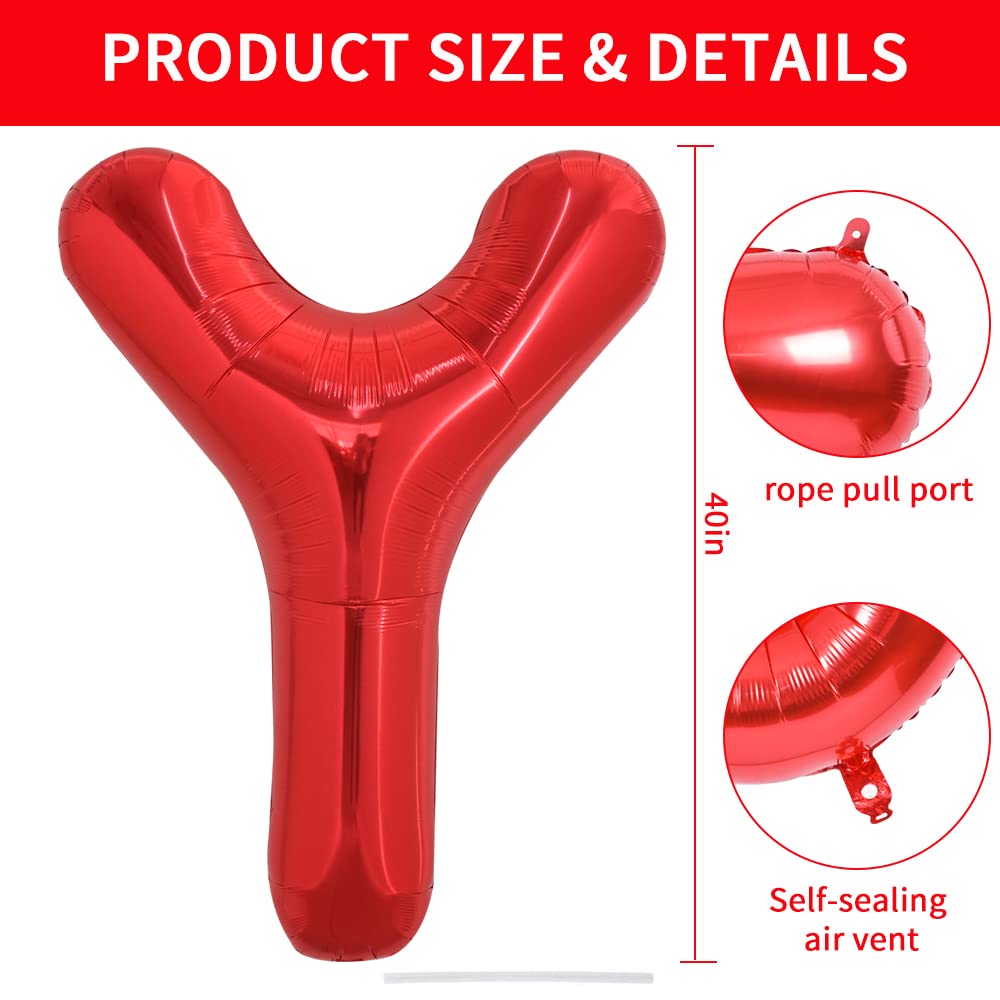 TONIFUL 40 Inch Large Bright Red Letter Balloon – Giant A-Z Foil Mylar Letter Balloon for Parties