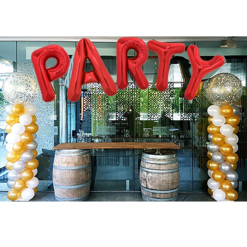 TONIFUL 40 Inch Large Bright Red Letter Balloon – Giant A-Z Foil Mylar Letter Balloon for Parties