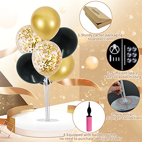 TONIFUL 6-Set Balloon Centerpiece Stand Kit | Black & Gold Party & Graduation Decor