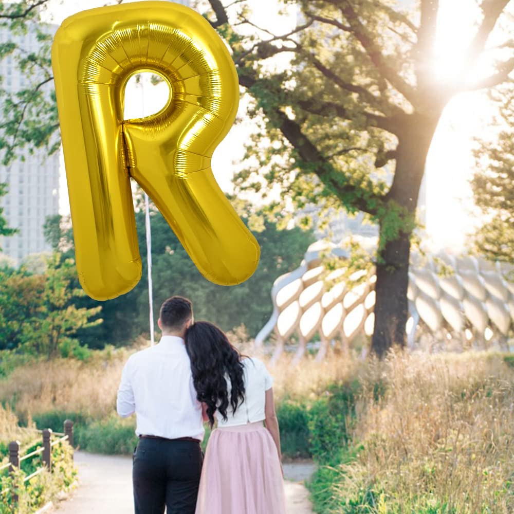 TONIFUL 40 Inch Gold Letter R Balloon – Foil Mylar Big Balloon for Birthday, Wedding & More